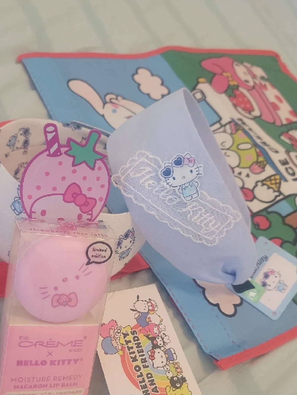 BUNDLE of Sanrio HELLO KITTY Ice Cream Tote 2 Headbands CREME SHOP Lip Balm NWT